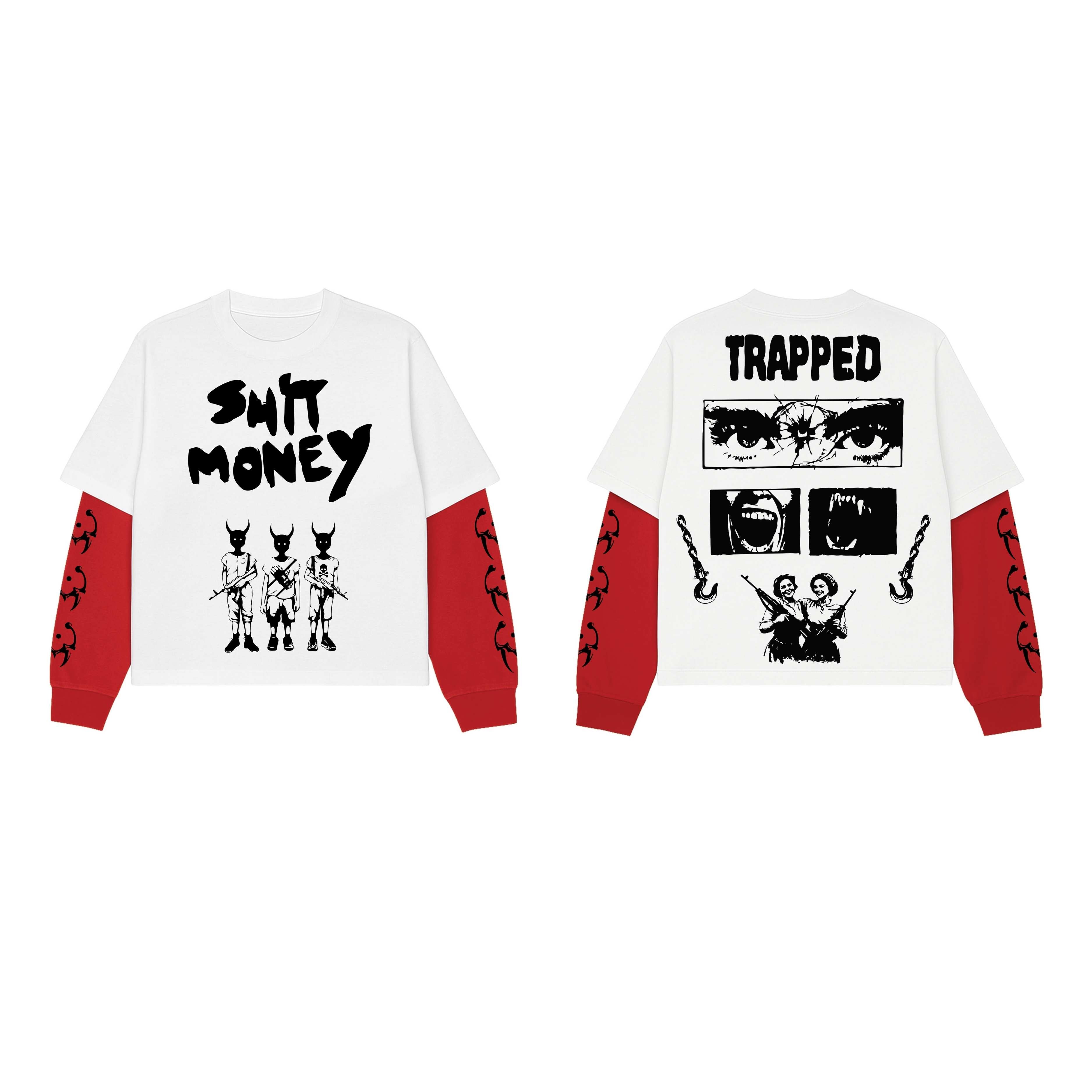 Trapped in shit m0ney Designed Oversized Long Sleeve T-shirt