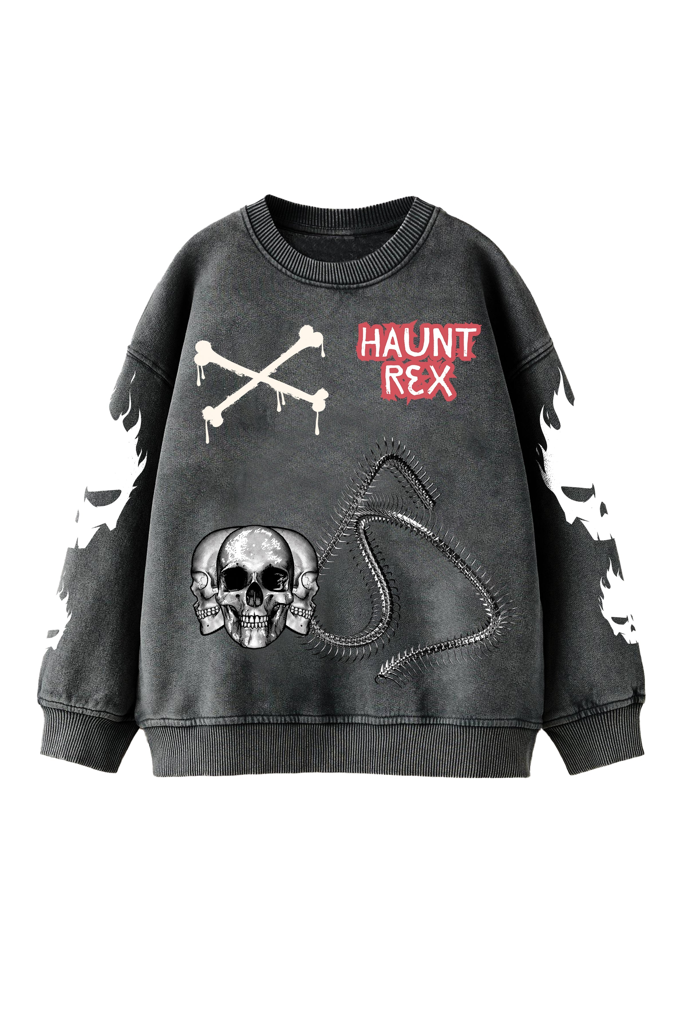 Skull Designed Oversized Sweatshirt