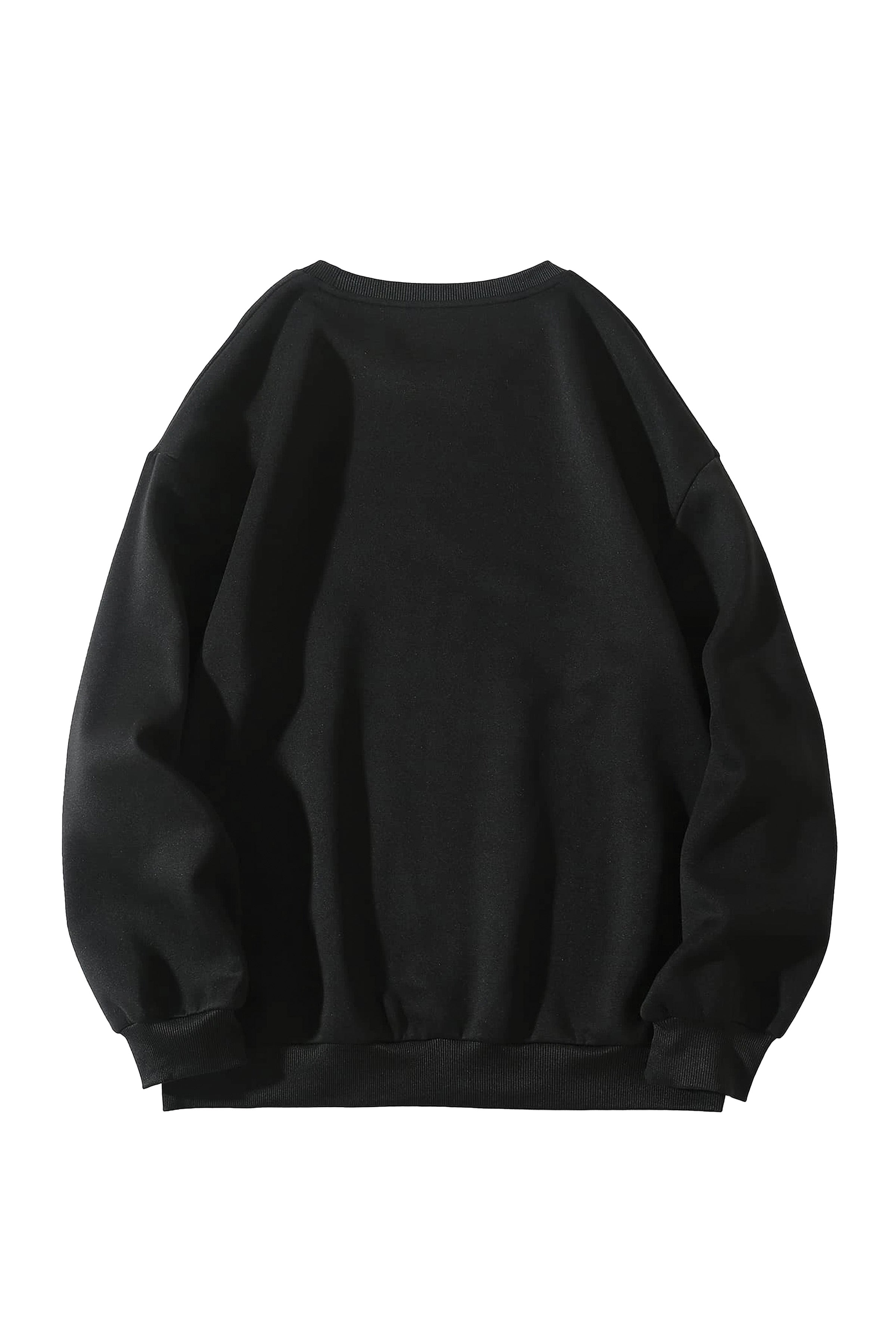 Plain Black Designed Oversized Sweatshirt