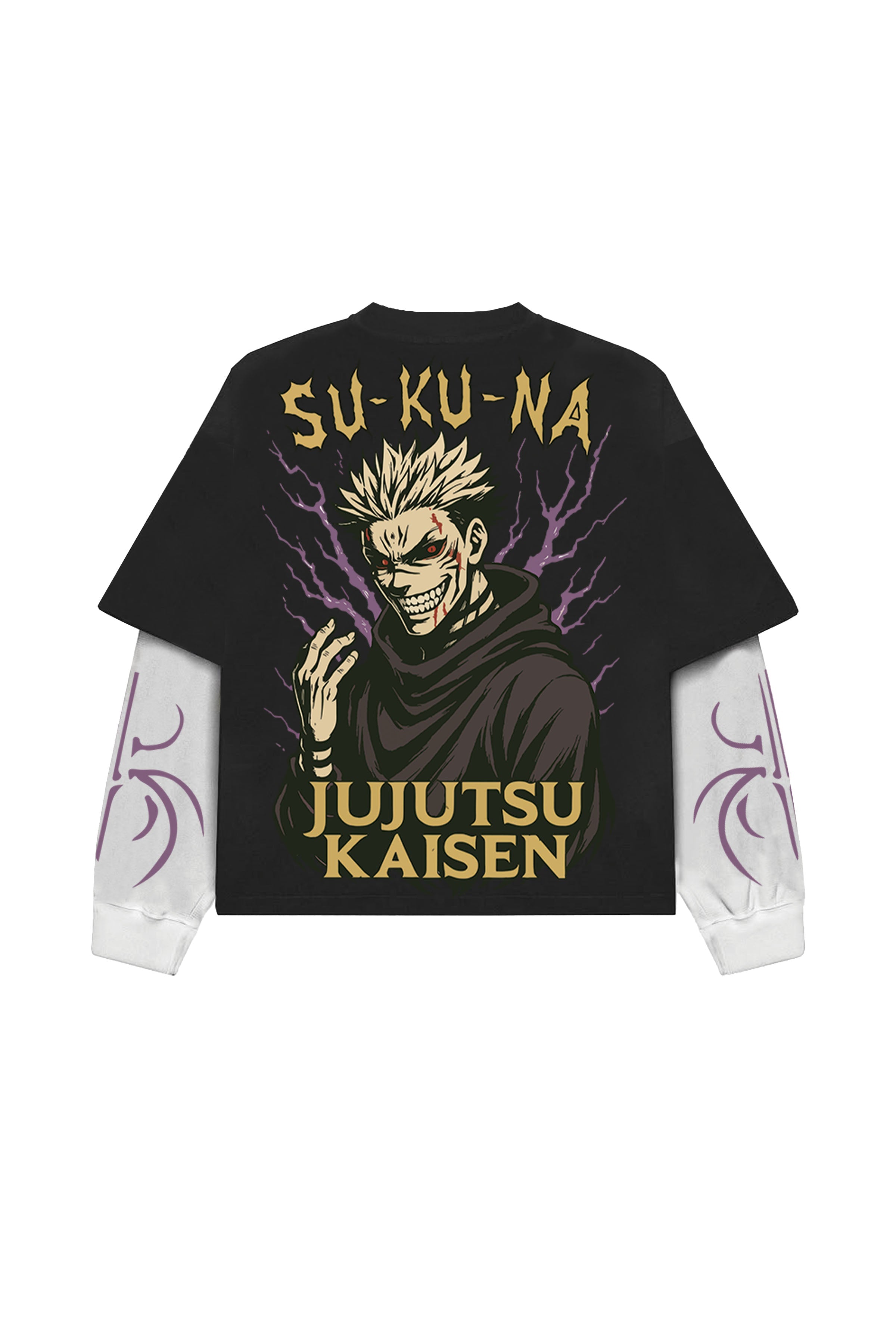 JJK Designed B&W Oversized Long Sleeve T-shirt